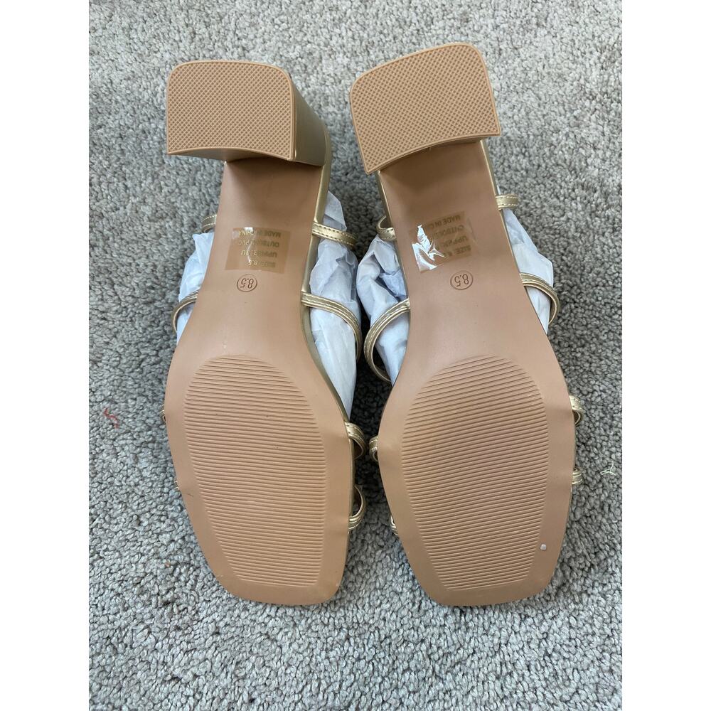 New Rachel Roy Cologne Heeled Sandal Size 8.5 Gold - Picture 6 of 7